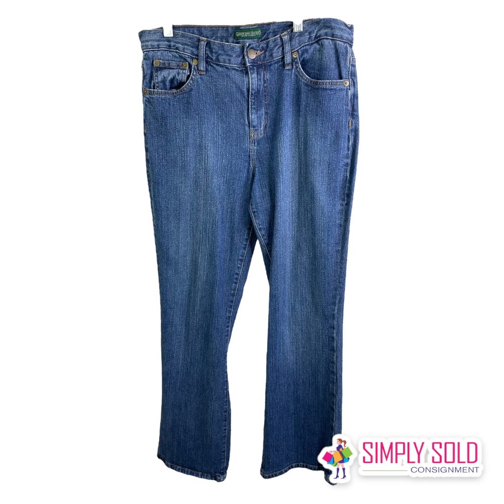 Lauren Jeans Company Women's 8 Classic Bootcut Jeans Blue Denim Cotton Stretch‎